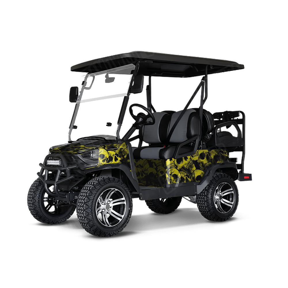 Skull Yellow Golf Cart Wraps
