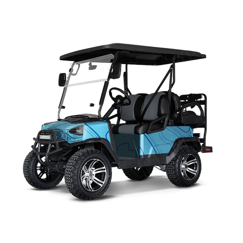Topographic Blue Camo Golf Cart Vinyl Wrap