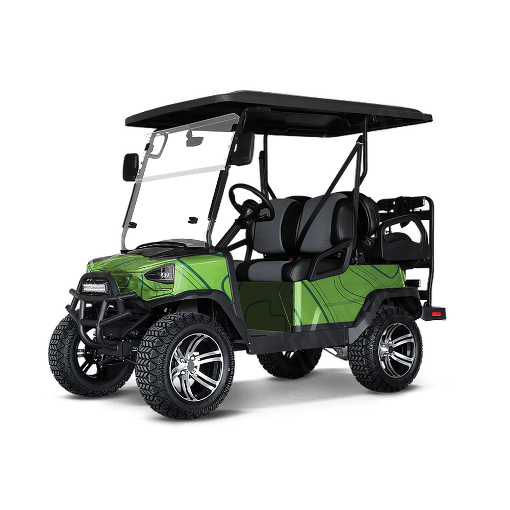 Topographic Green Camo Golf Cart Vinyl Wrap