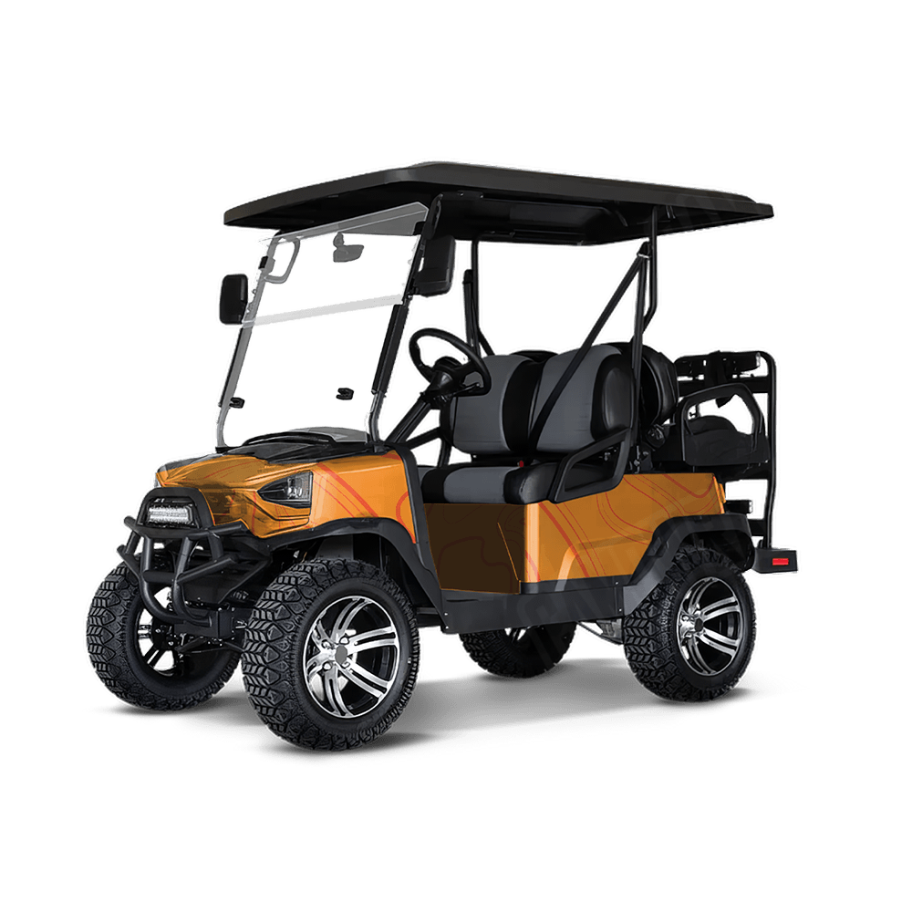 Topographic Orange Camo Golf Cart Vinyl Wrap