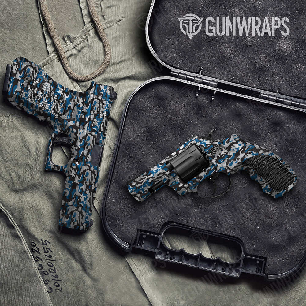 Handgun Classic Blue Tiger Camo Gun Skin Vinyl Wrap