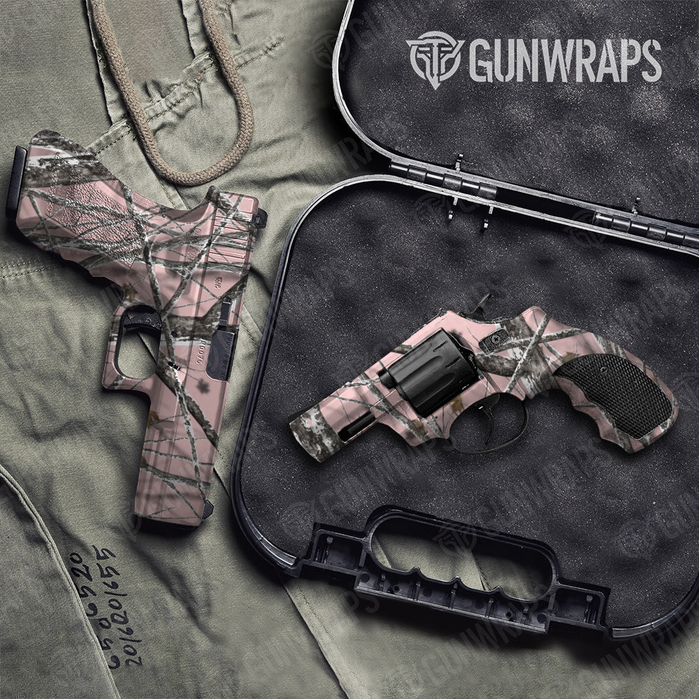 Handgun Nature Pink Snowstorm Camo Gun Skin Vinyl Wrap