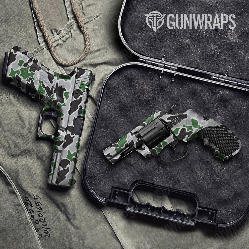 Old School Duck Green Tiger Handgun Gun Skin Vinyl Wraps