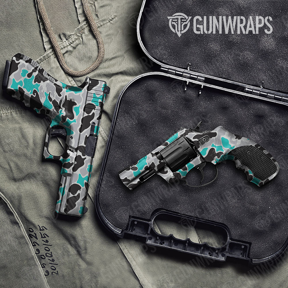Old School Duck Tiffany Blue Tiger Handgun Gun Skin Vinyl Wraps