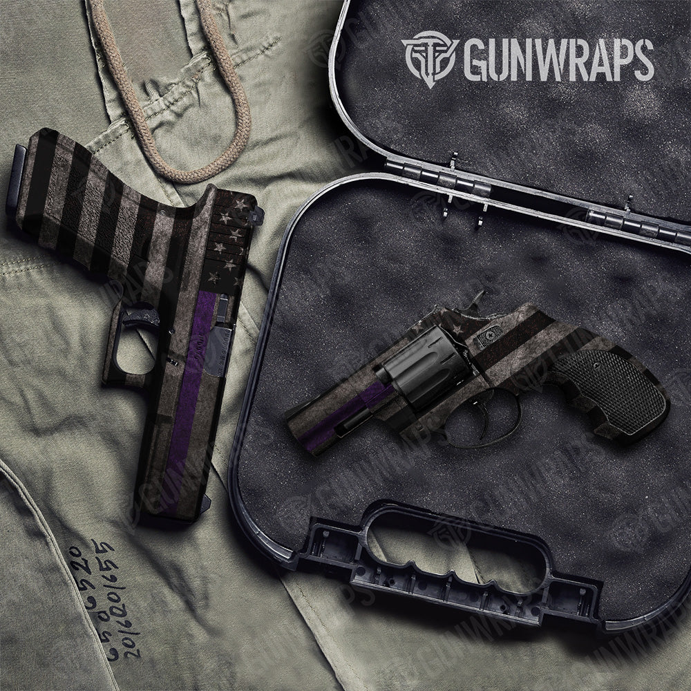 Handgun Patriotic Purple Flag Gun Skin Vinyl Wrap