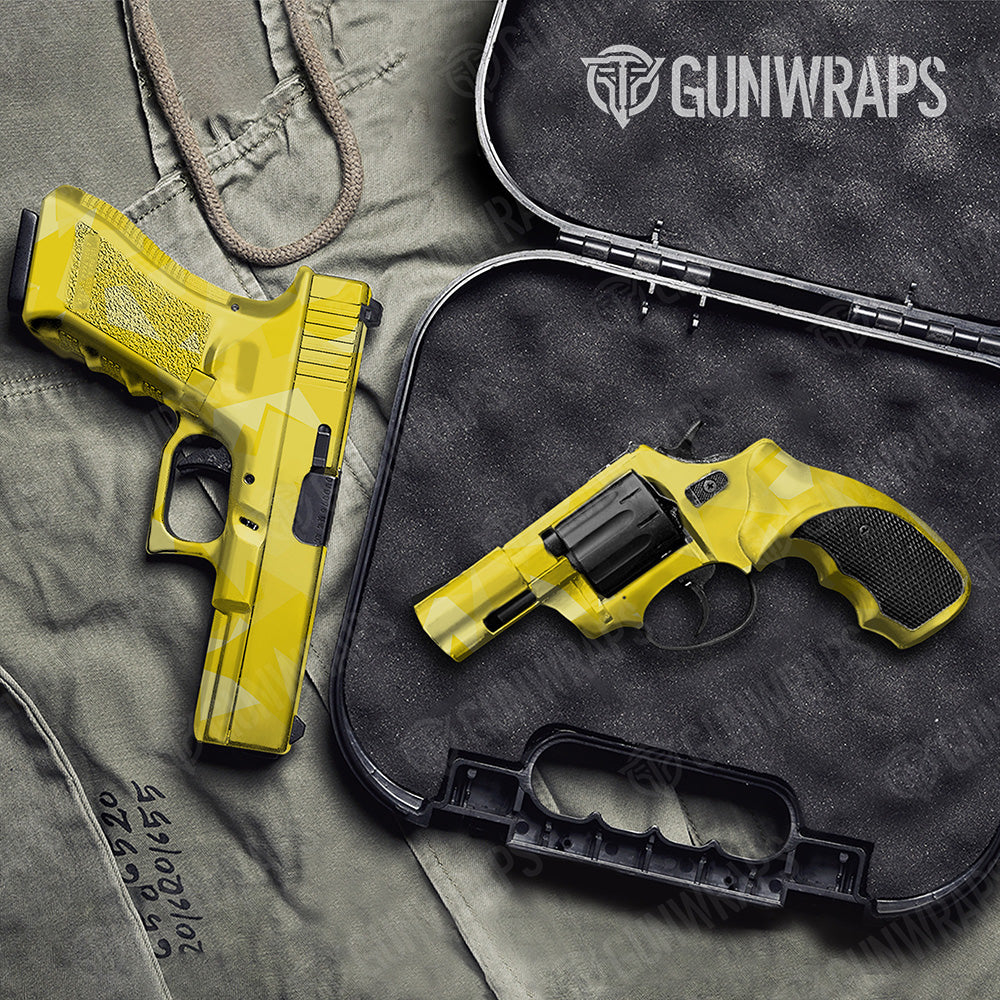 Handgun Shattered Elite Yellow Camo Gun Skin Vinyl Wrap