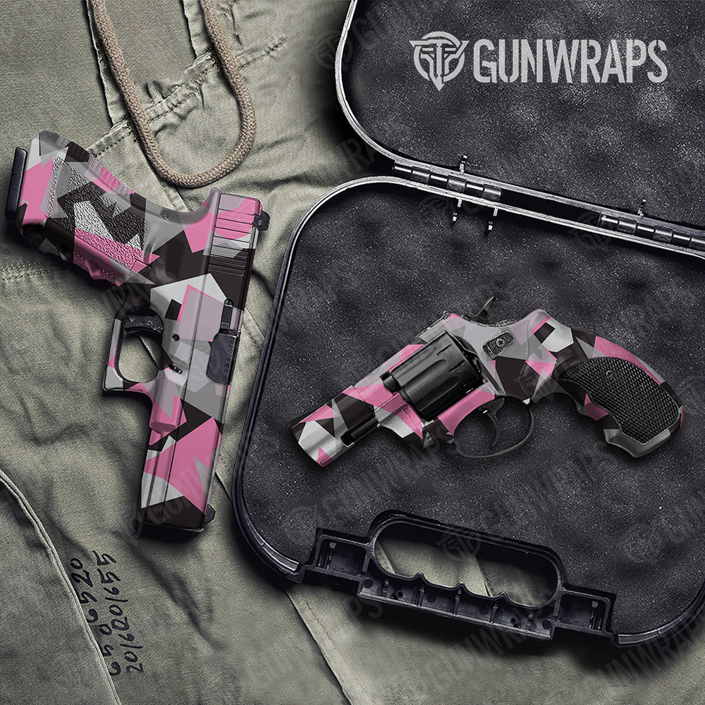 Handgun Shattered Pink Tiger Camo Gun Skin Vinyl Wrap