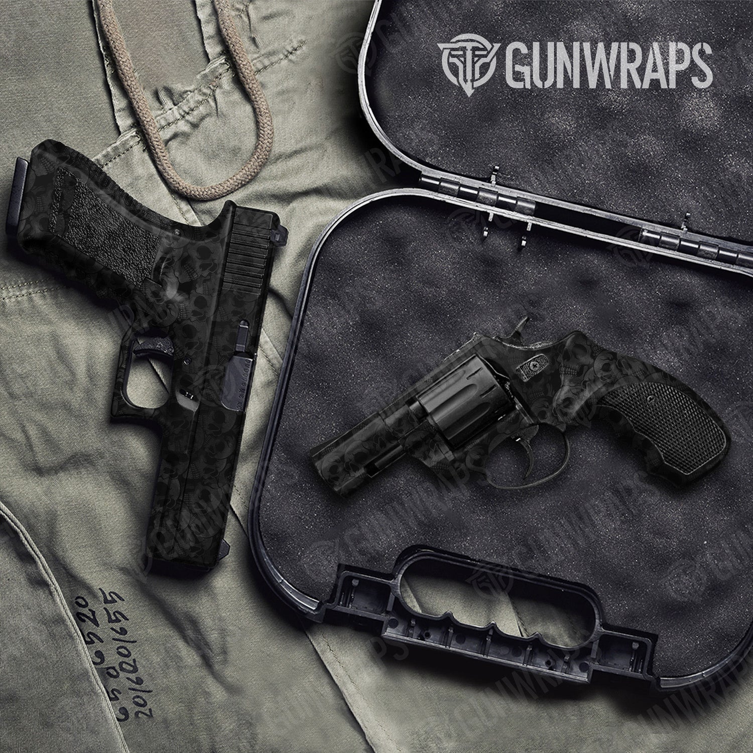 Skull Grayscale Handgun Gun Skin Vinyl Wraps