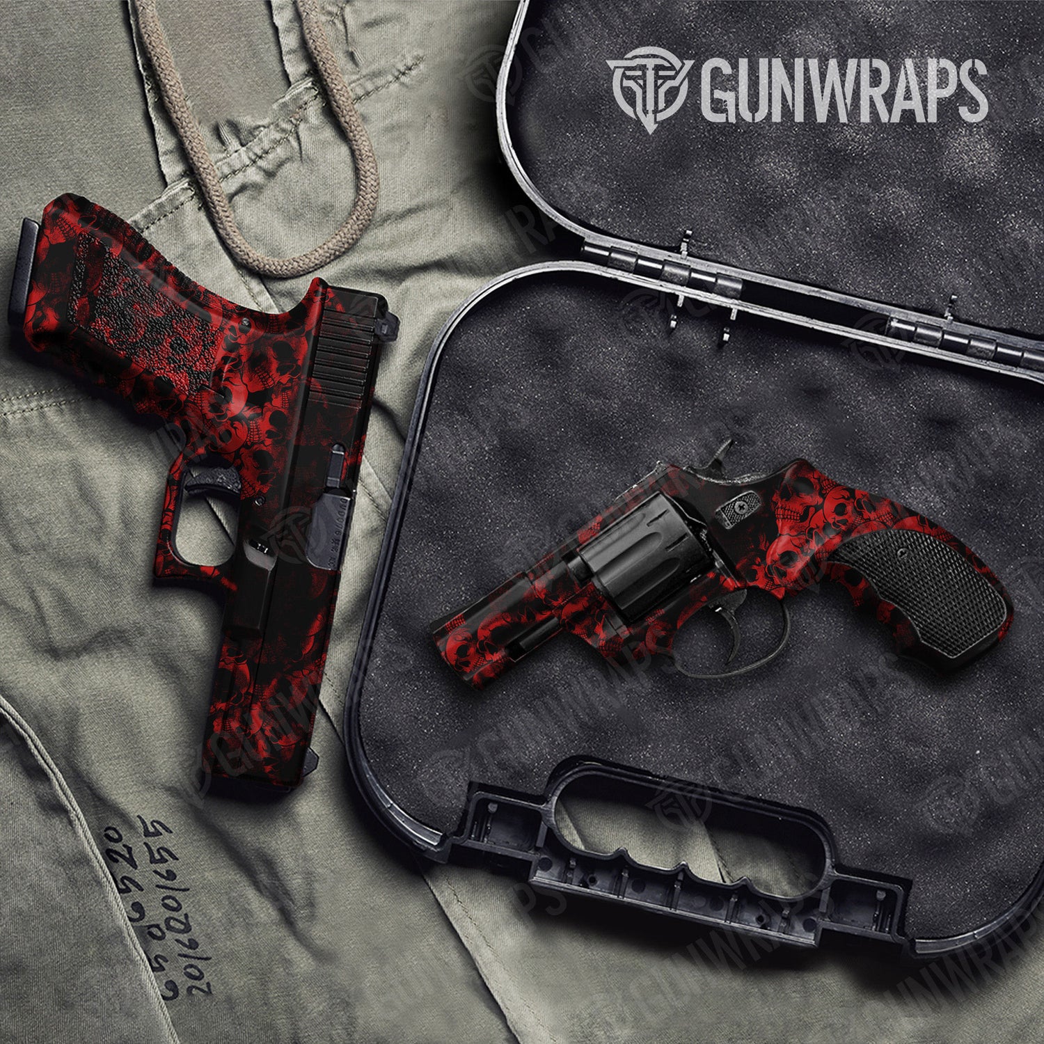 Skull Red Handgun Gun Skin Vinyl Wraps