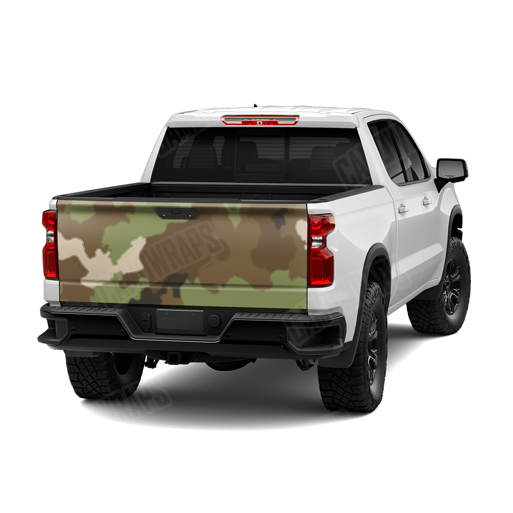 Large Nemesis Woodlands Wolf Camo Tailgate Vinyl Wrap