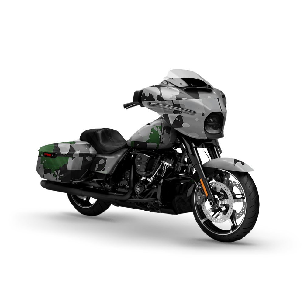 Broken Plaid Green Tiger Motorcycle Camo Vinyl Wrap