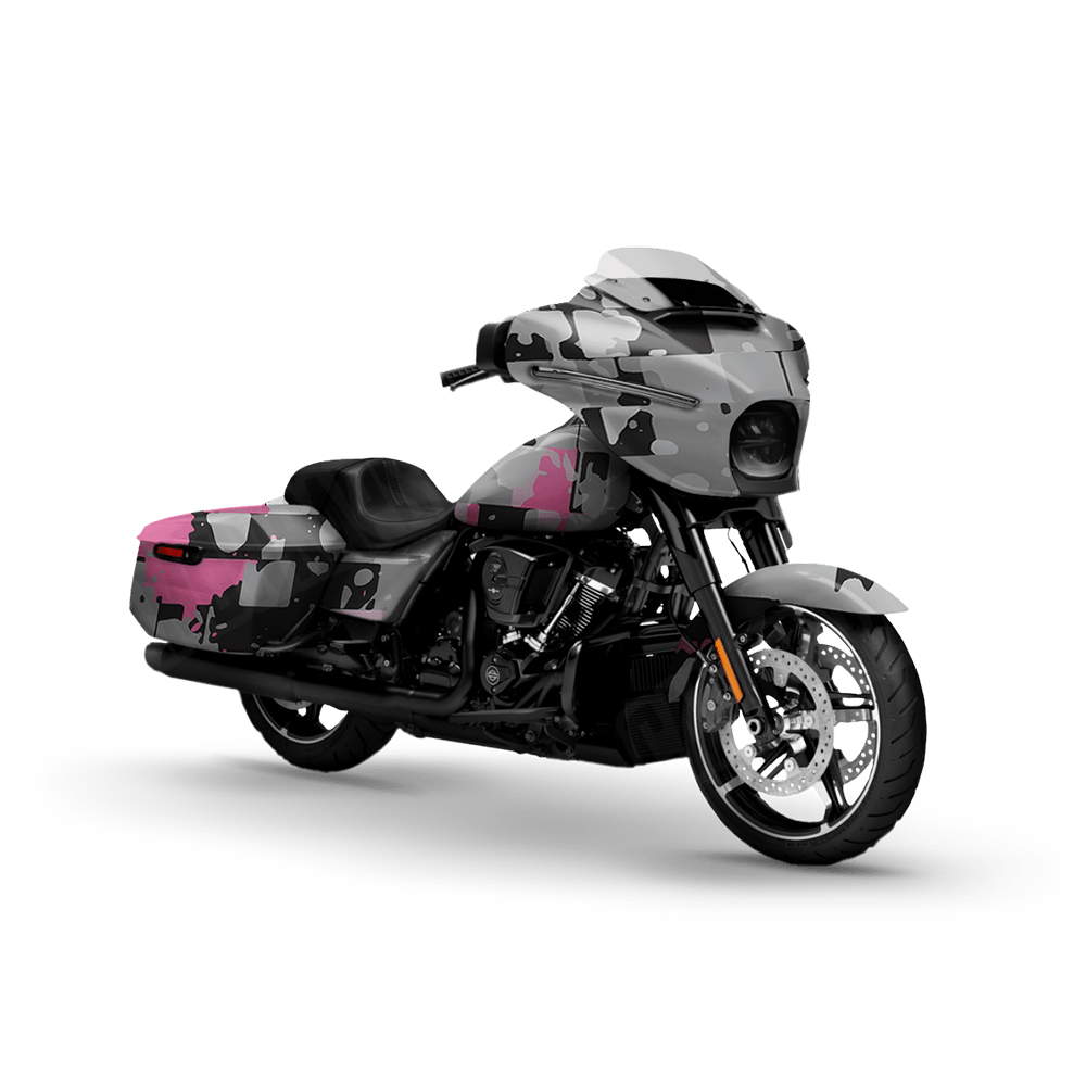 Broken Plaid Pink Tiger Motorcycle Camo Vinyl Wrap