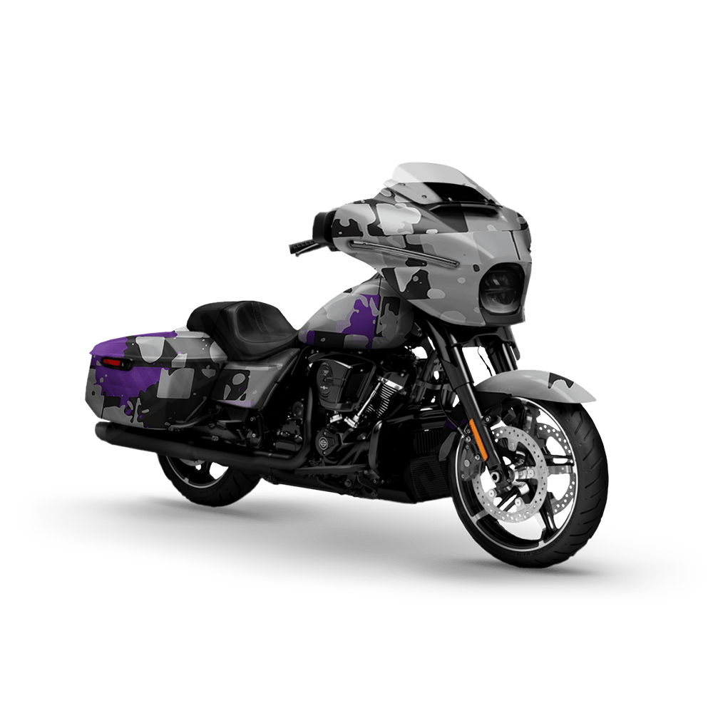 Broken Plaid Purple Tiger Motorcycle Camo Vinyl Wrap