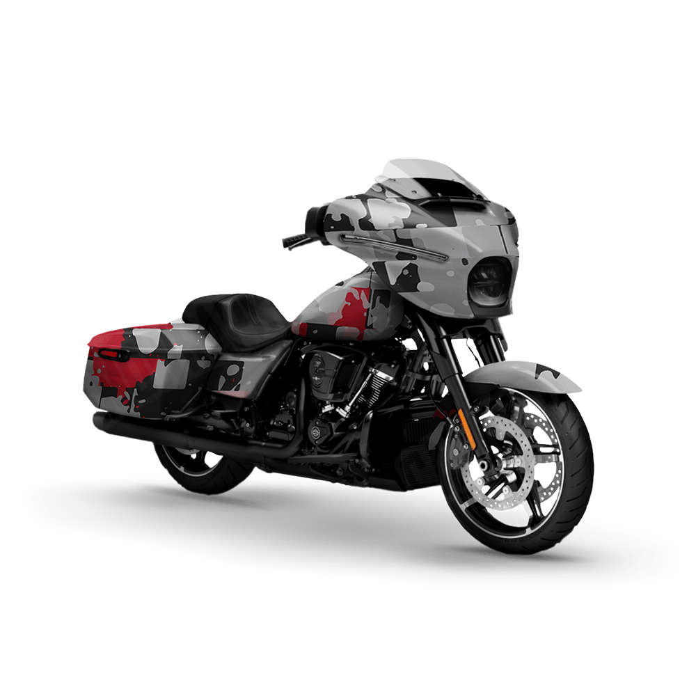 Broken Plaid Red Tiger Motorcycle Camo Vinyl Wrap
