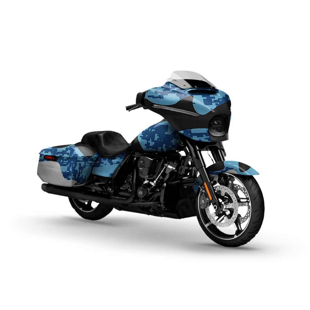 Compound Baby Blue Motorcycle Camo Vinyl Wrap