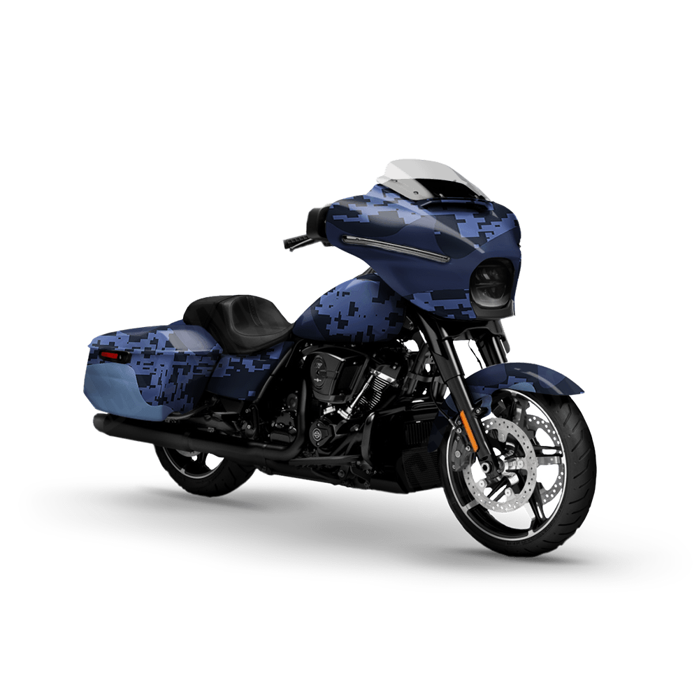Compound Blue Urban Night Motorcycle Camo Vinyl Wrap