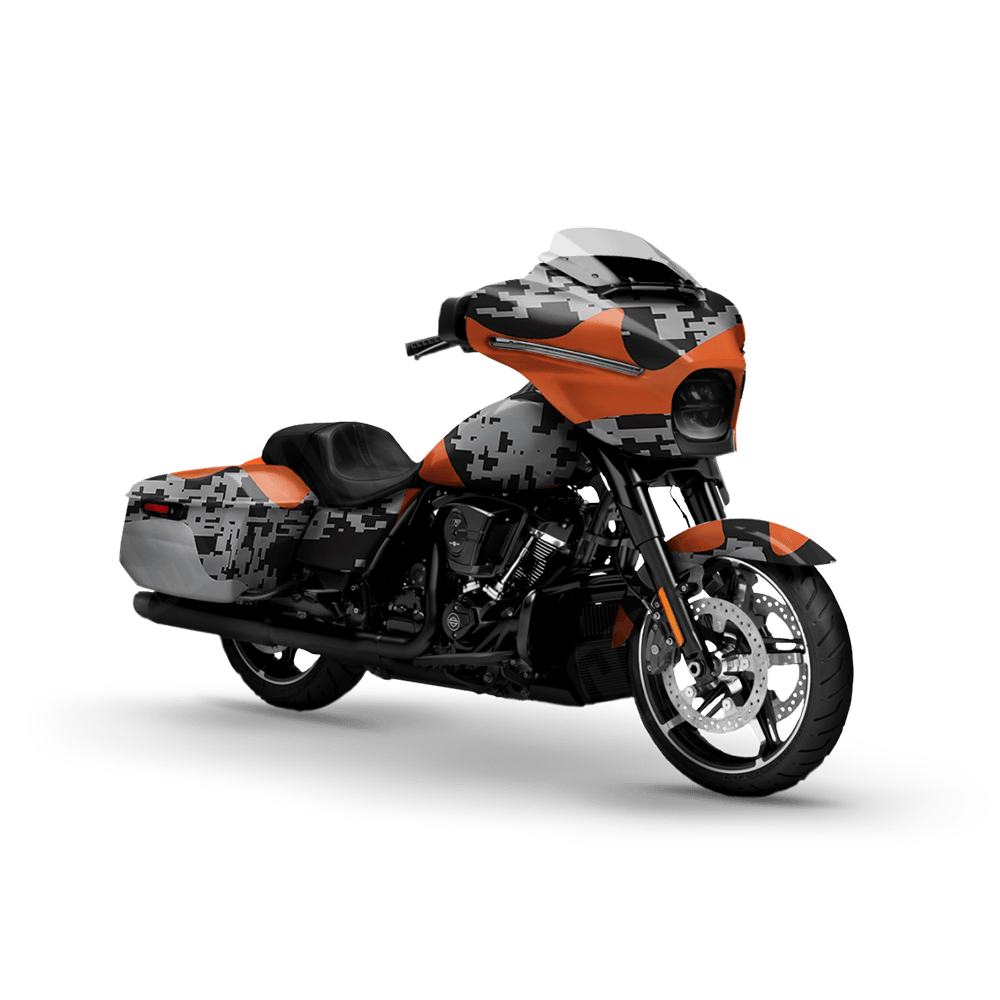 Compound Orange Tiger Motorcycle Camo Vinyl Wrap