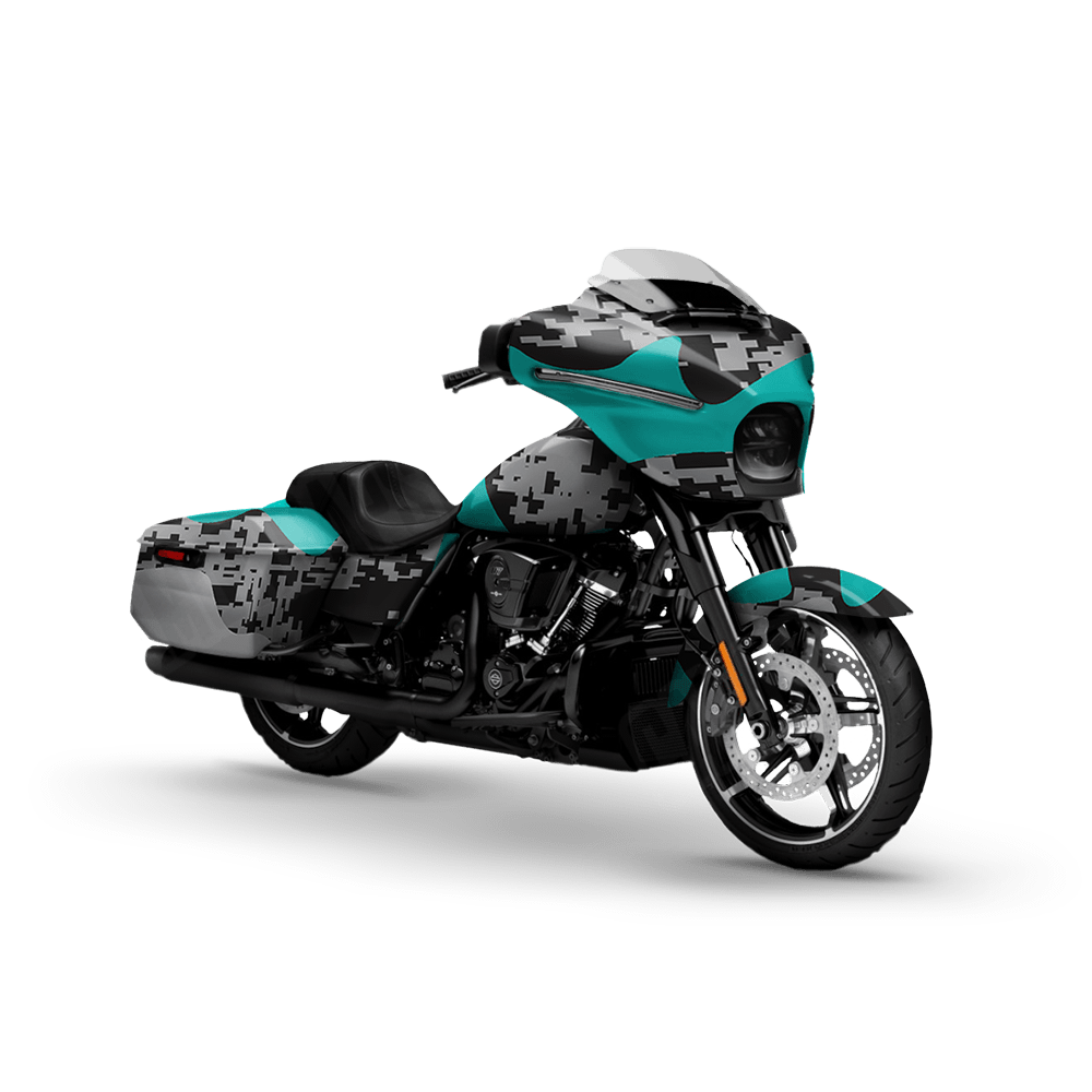 Compound Tiffany Blue Tiger Motorcycle Camo Vinyl Wrap