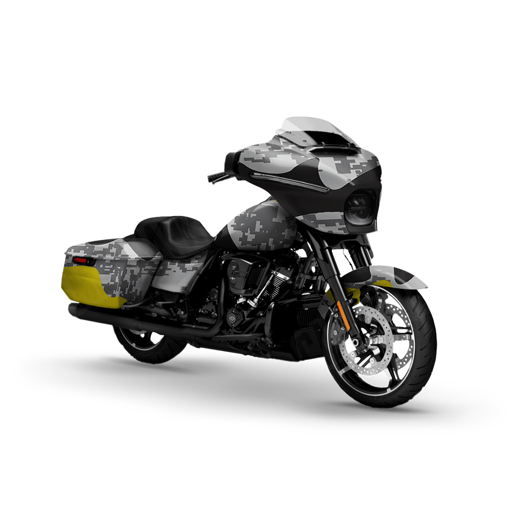 Compound Urban Yellow Motorcycle Camo Vinyl Wrap
