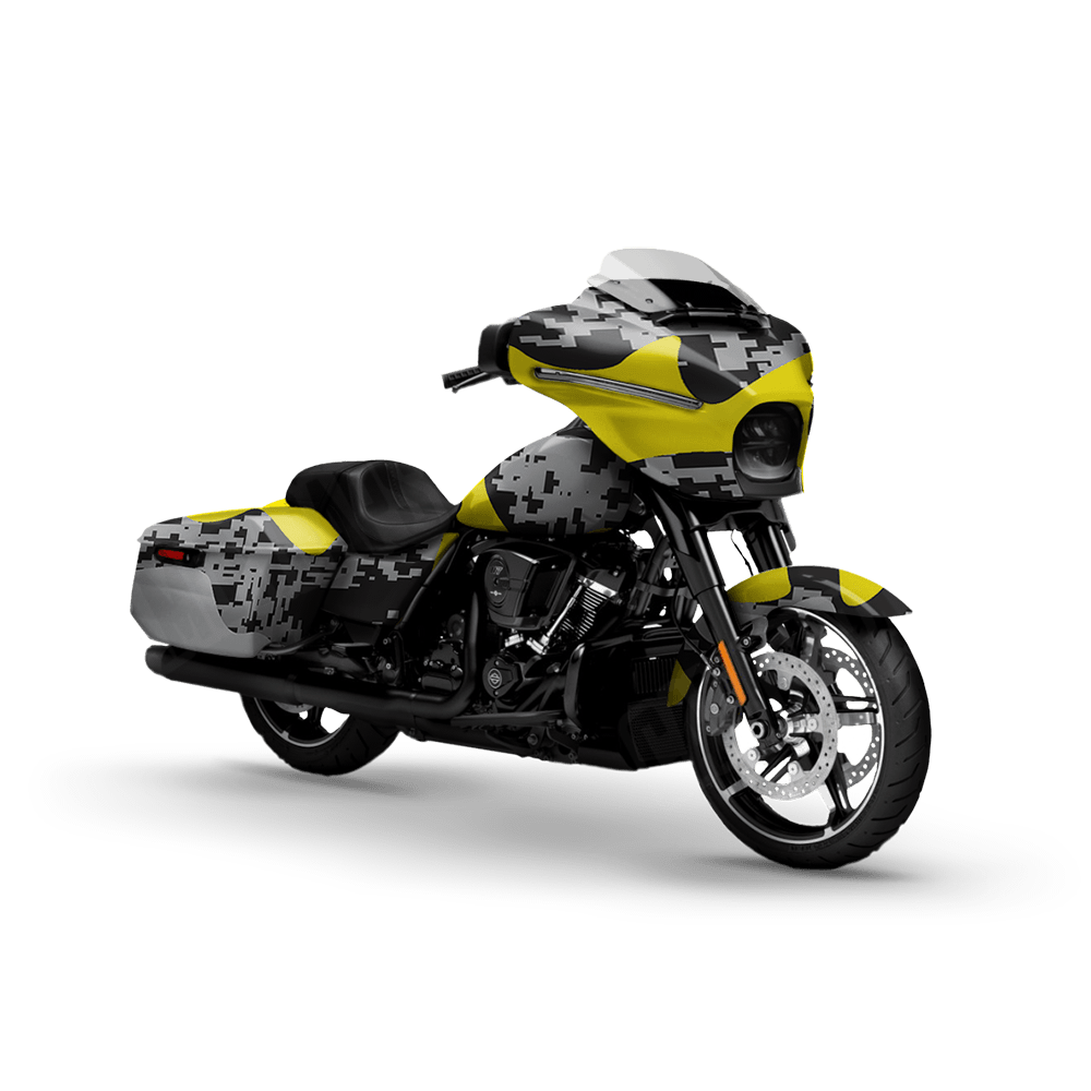 Compound Yellow Tiger Motorcycle Camo Vinyl Wrap