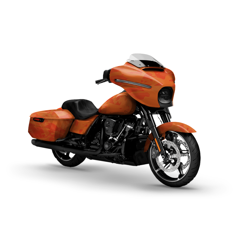 Crystal Elite Orange Motorcycle Camo Vinyl Wrap