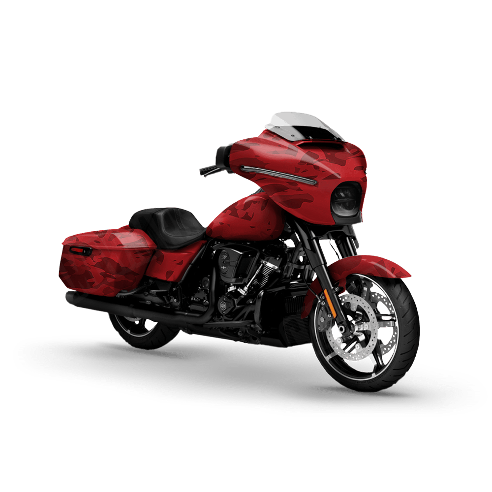 Crystal Elite Red Motorcycle Camo Vinyl Wrap