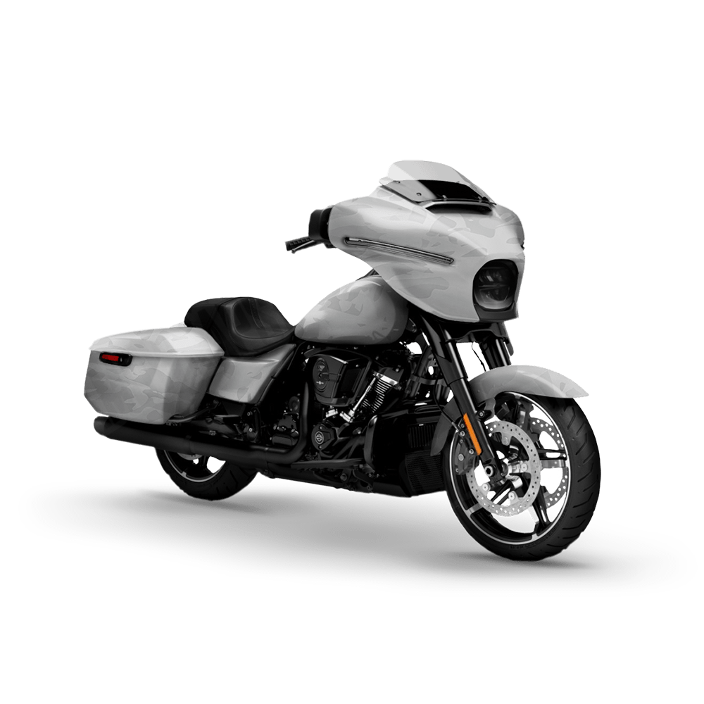 Crystal Elite White Motorcycle Camo Vinyl Wrap
