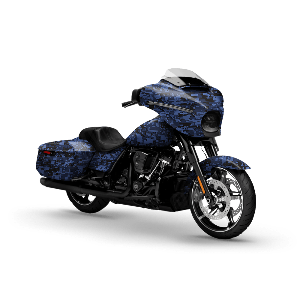 Digital Blue Midnight Motorcycle Camo Vinyl Wrap