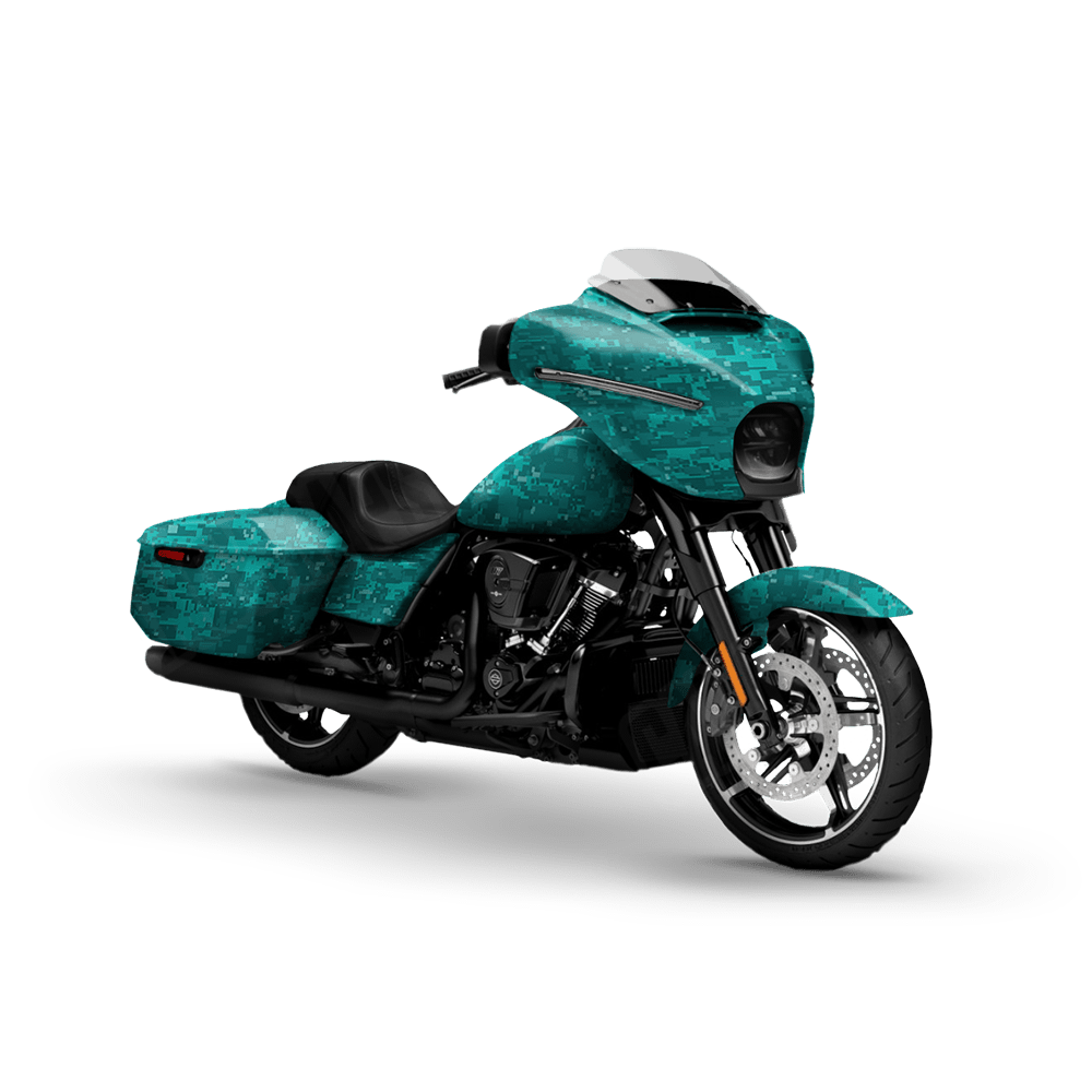 Digital Elite Tiffany Blue Motorcycle Camo Vinyl Wrap
