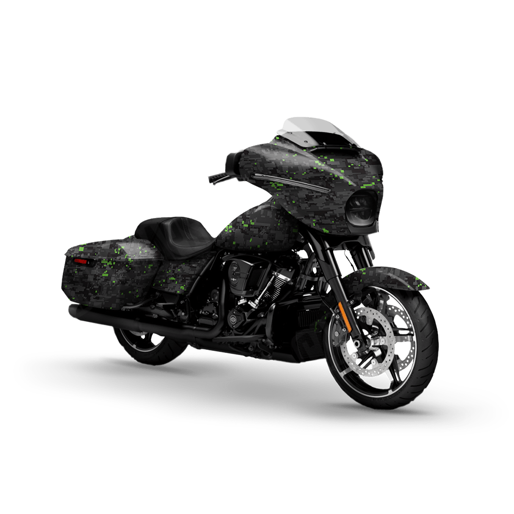 Digital Metro Green Motorcycle Camo Vinyl Wrap