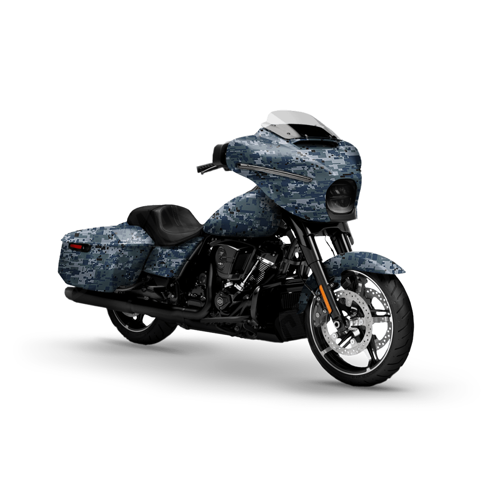 Digital Navy Motorcycle Camo Vinyl Wrap