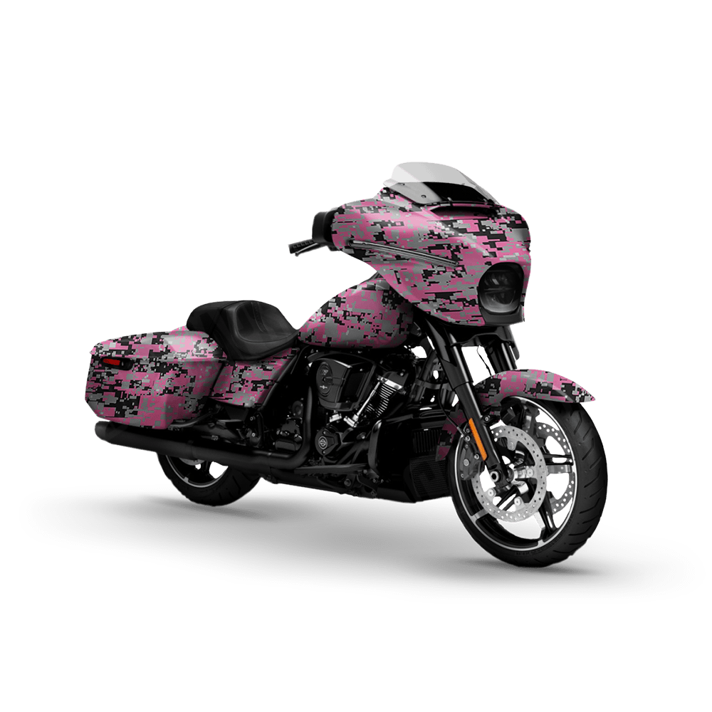 Digital Pink Tiger Motorcycle Camo Vinyl Wrap