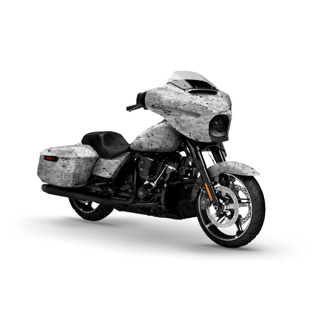 Digital Snow Motorcycle Camo Vinyl Wrap