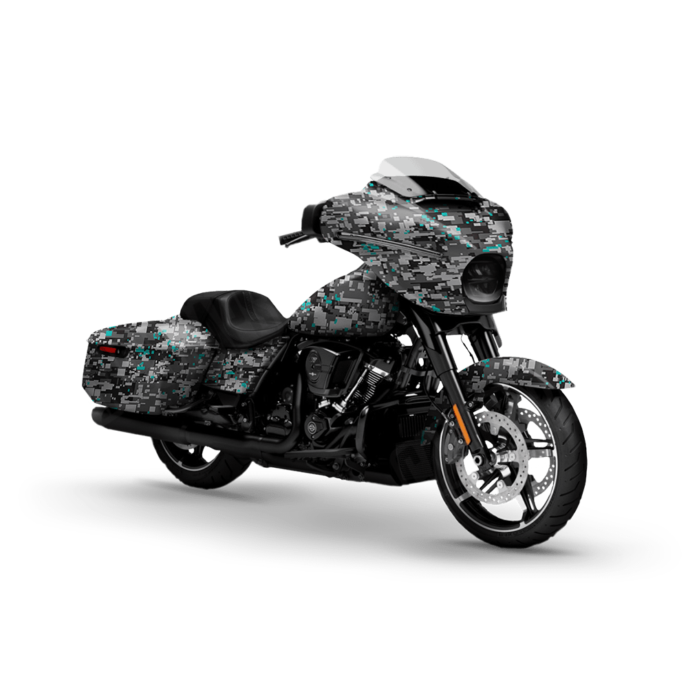 Digital Urban Tiffany Blue Motorcycle Camo Vinyl Wrap