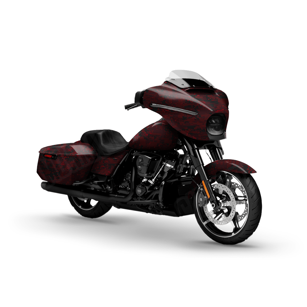 Digital Vampire Red Motorcycle Camo Vinyl Wrap