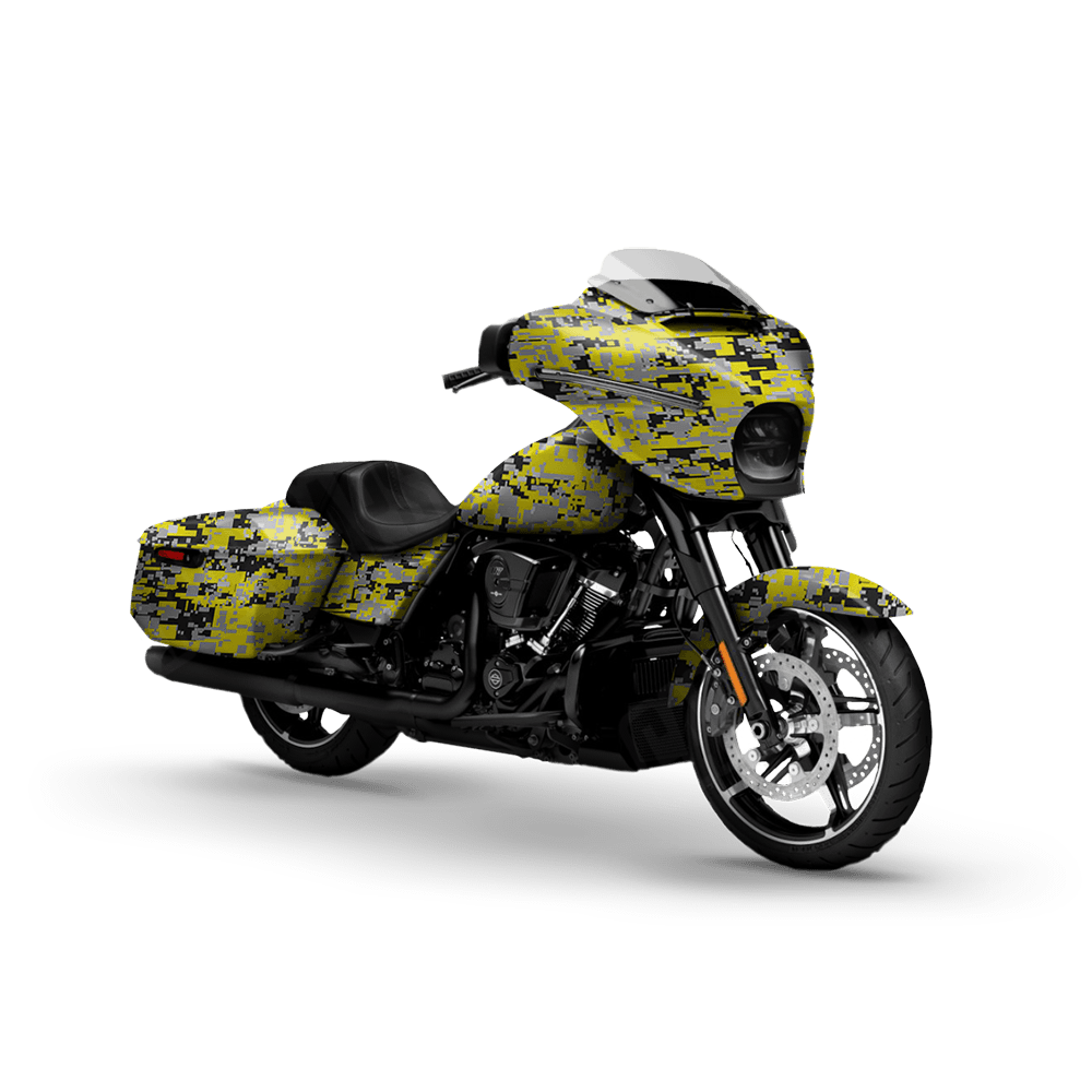 Digital Yellow Tiger Motorcycle Camo Vinyl Wrap