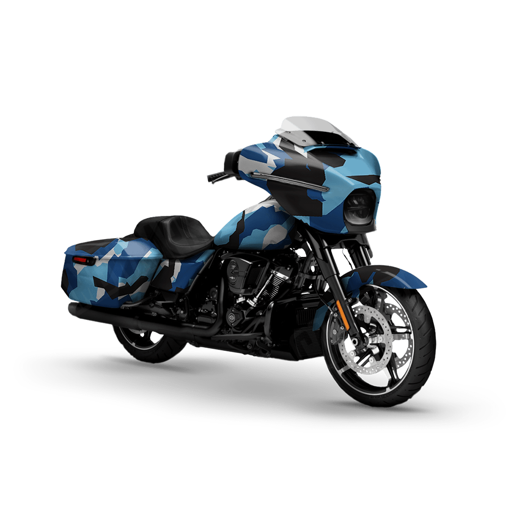 Erratic Baby Blue Motorcycle Camo Vinyl Wrap