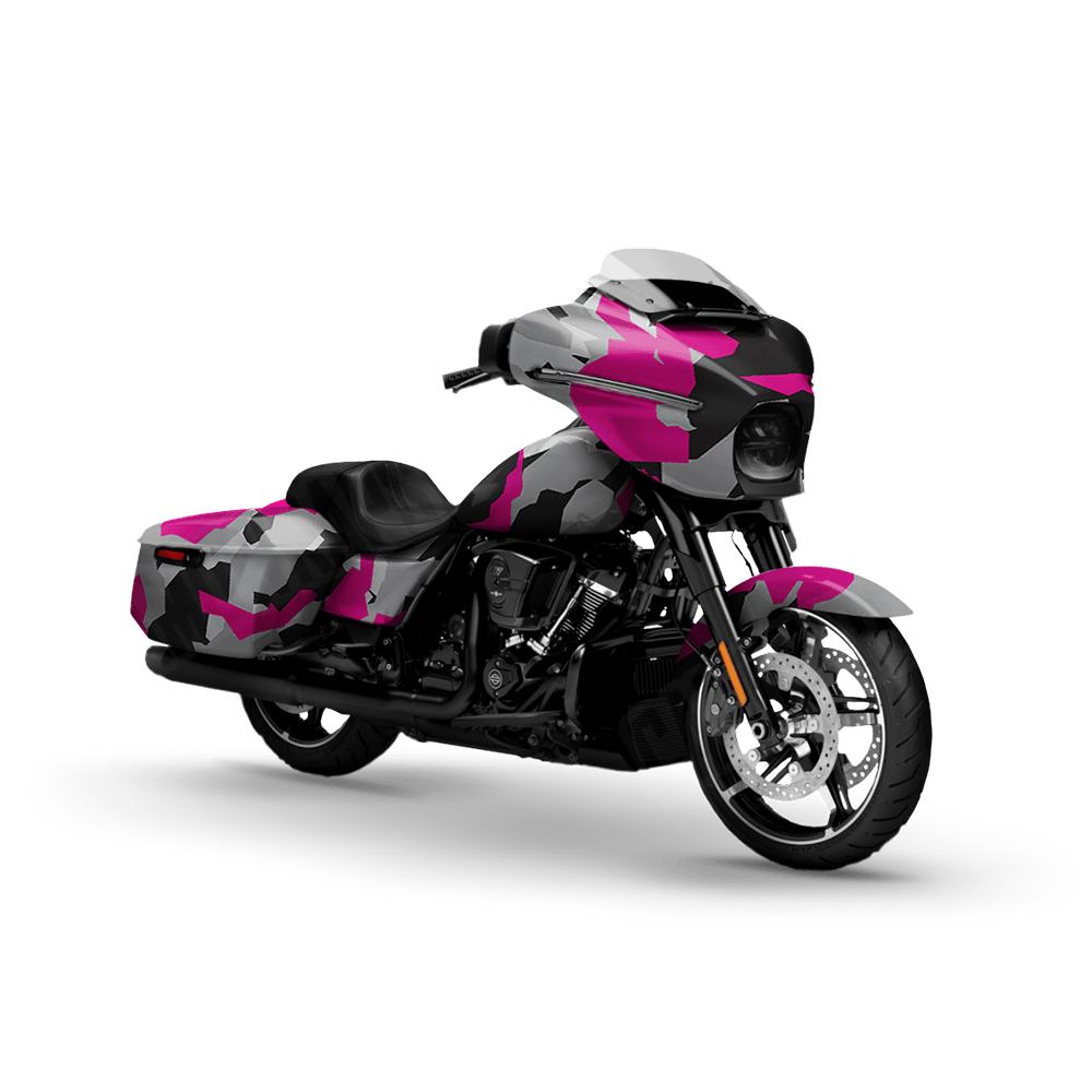 Erratic Magenta Tiger Motorcycle Camo Vinyl Wrap