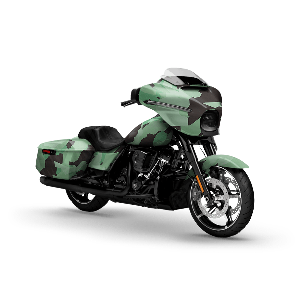 Erratic Mint Chocolate Chip Motorcycle Camo Vinyl Wrap