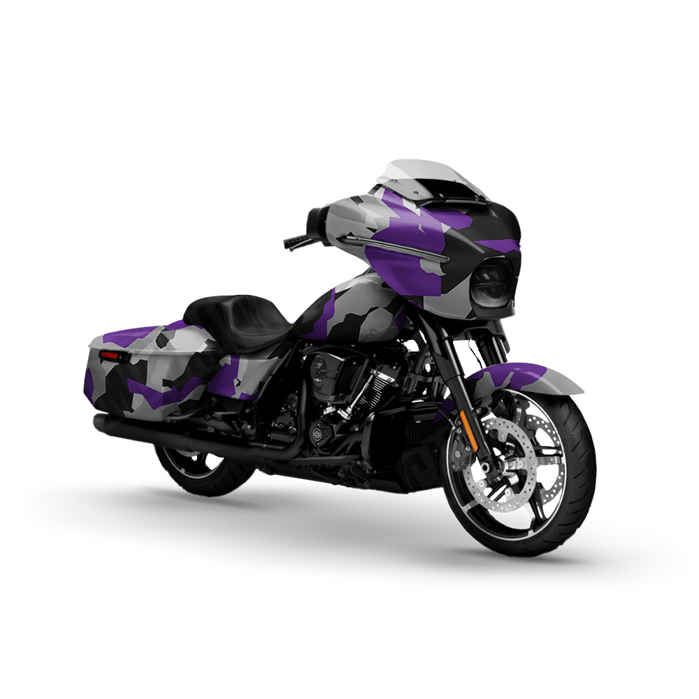 Erratic Purple Tiger Motorcycle Camo Vinyl Wrap
