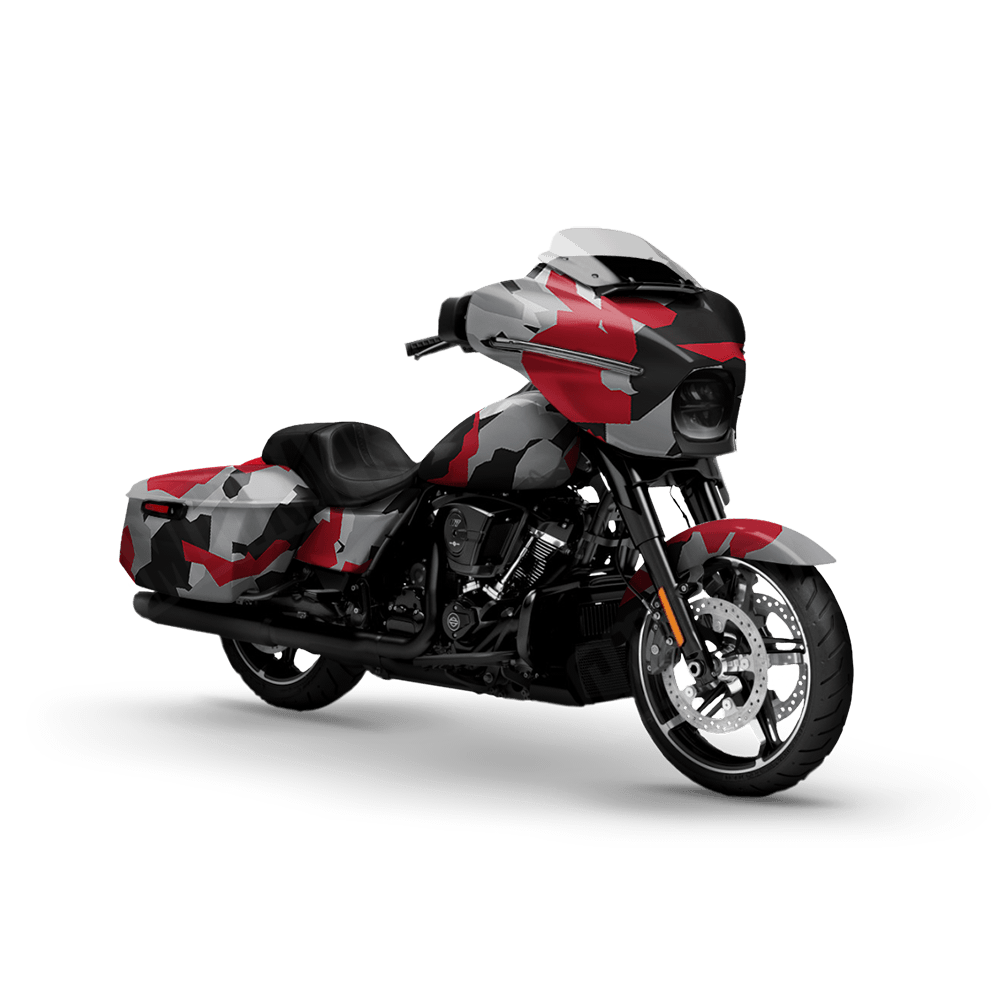 Erratic Red Tiger Motorcycle Camo Vinyl Wrap