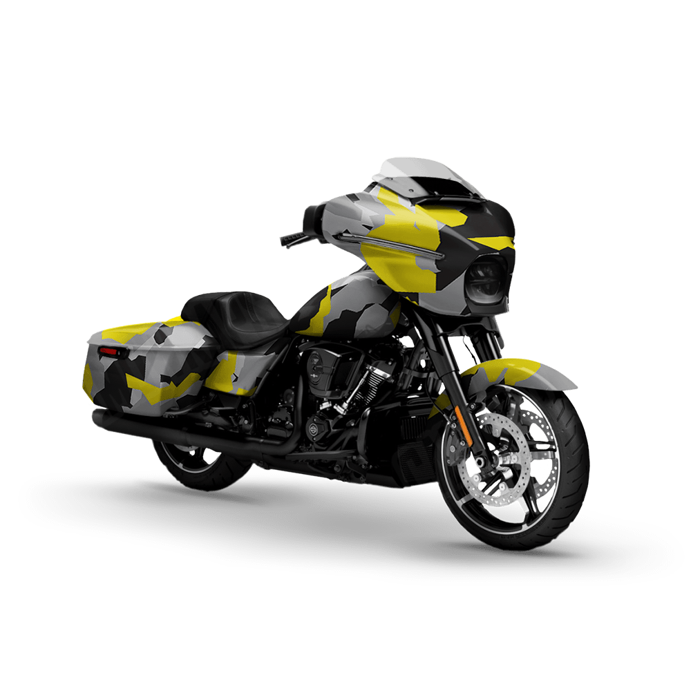 Erratic Yellow Tiger Motorcycle Camo Vinyl Wrap