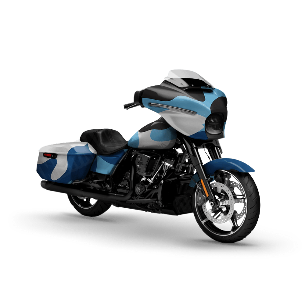 Jumbo Classic Baby Blue Motorcycle Camo Vinyl Wrap