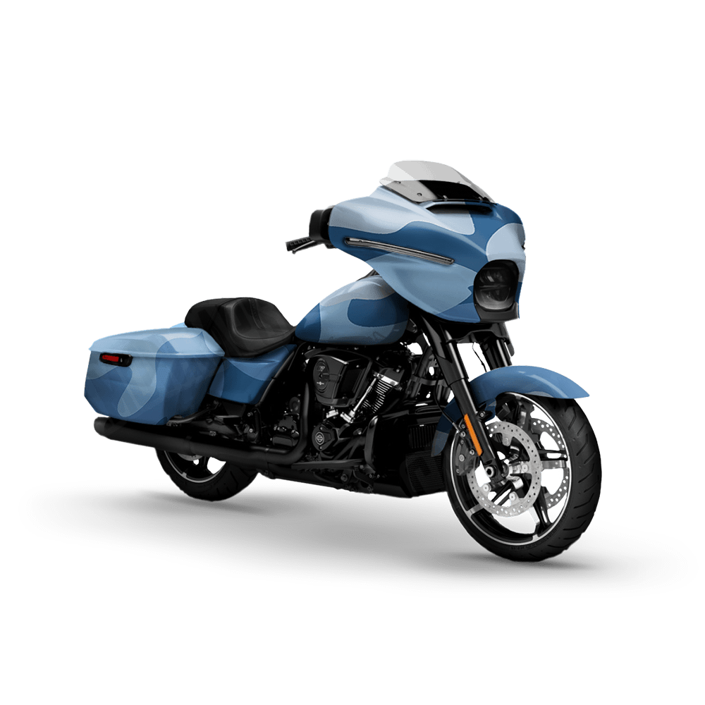 Jumbo Classic Cool Blue Motorcycle Camo Vinyl Wrap