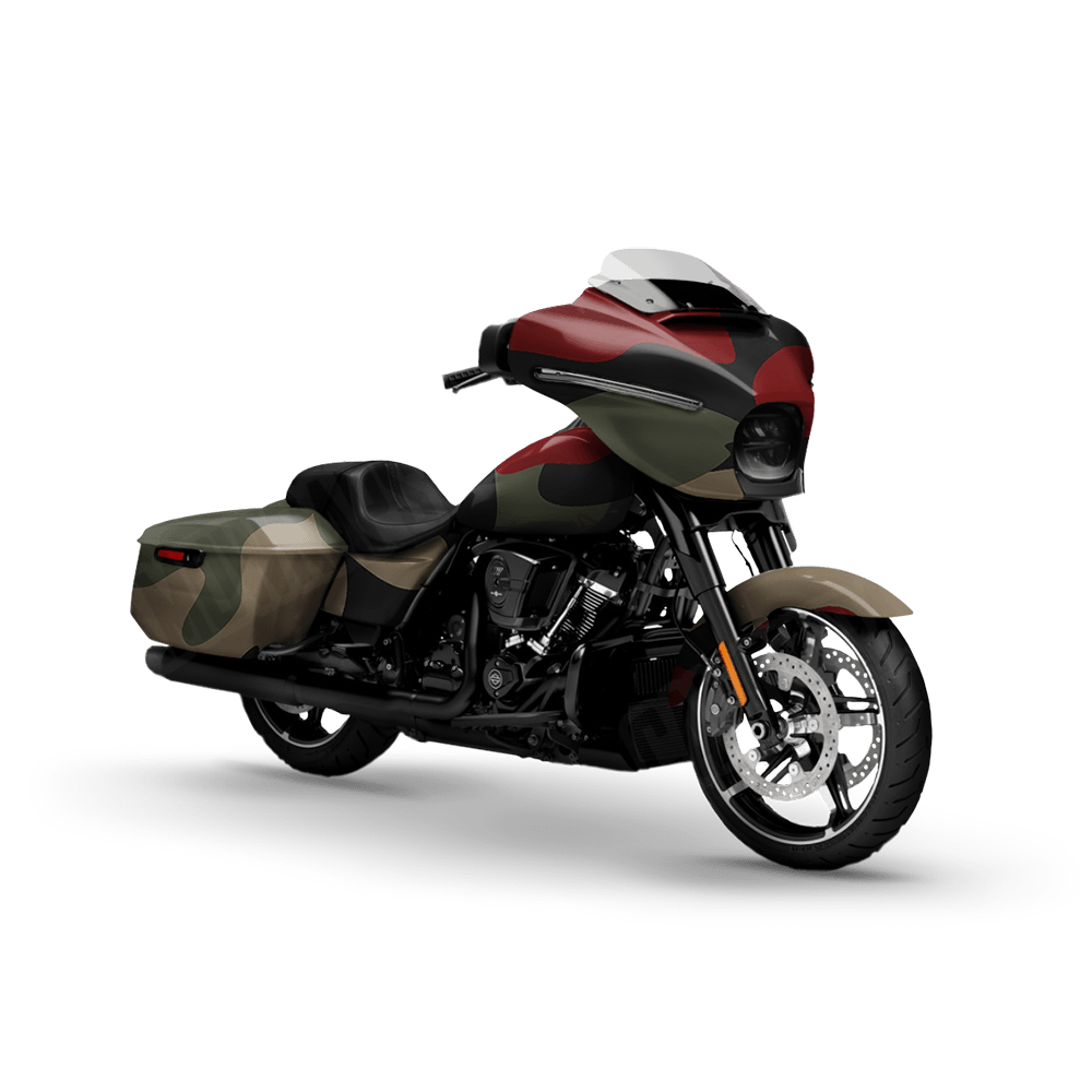 Jumbo Classic Militant Red Motorcycle Camo Vinyl Wrap