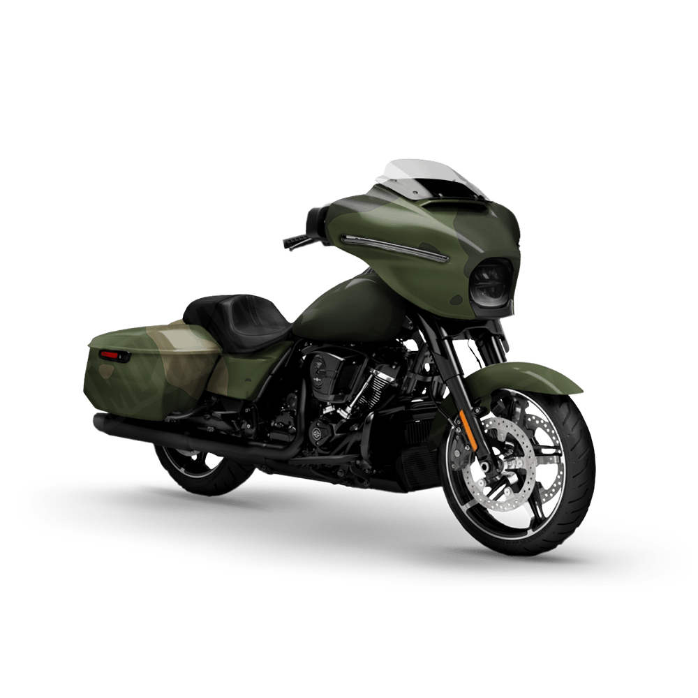 Jumbo Cumulus Army Green Motorcycle Camo Vinyl Wrap