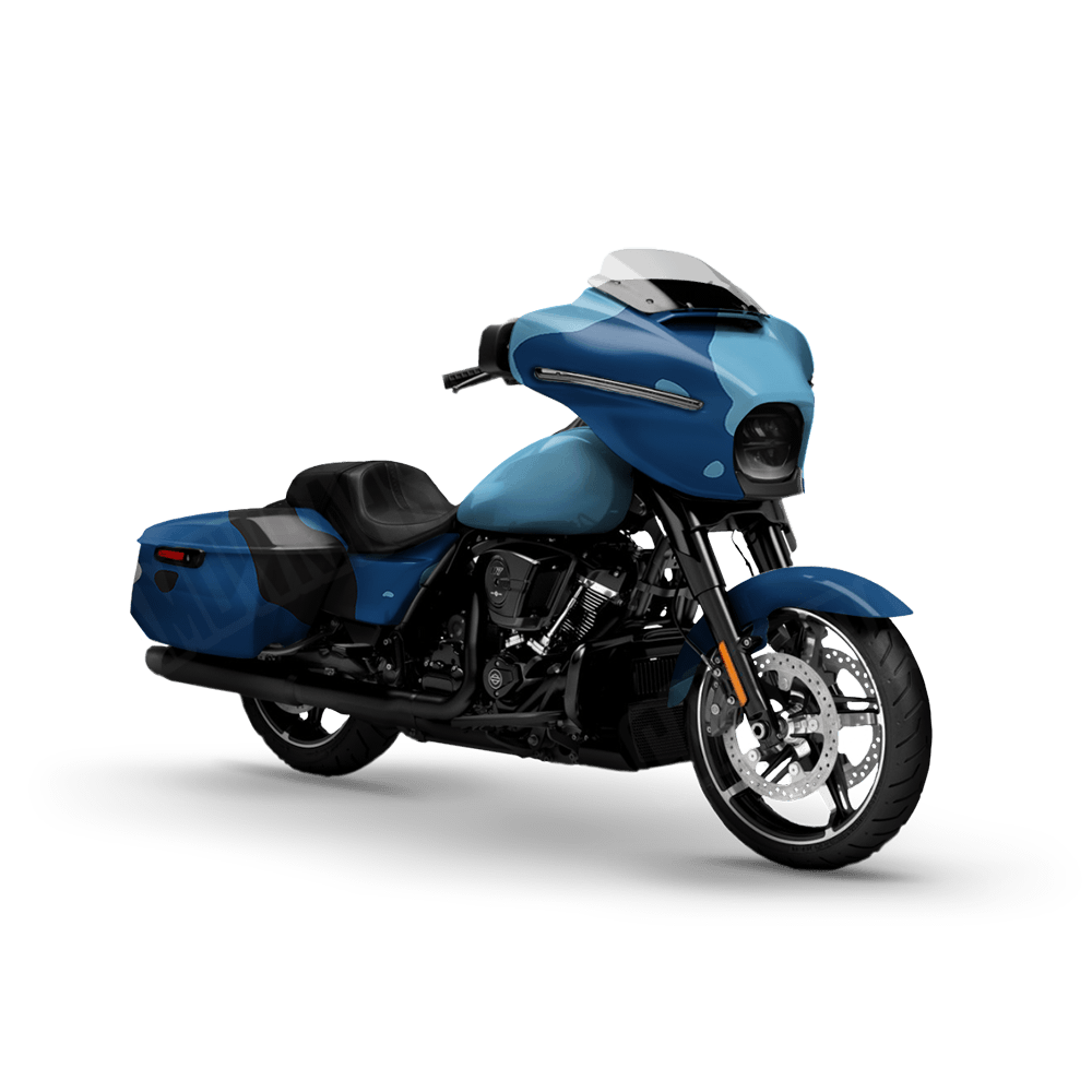 Jumbo Cumulus Baby Blue Motorcycle Camo Vinyl Wrap