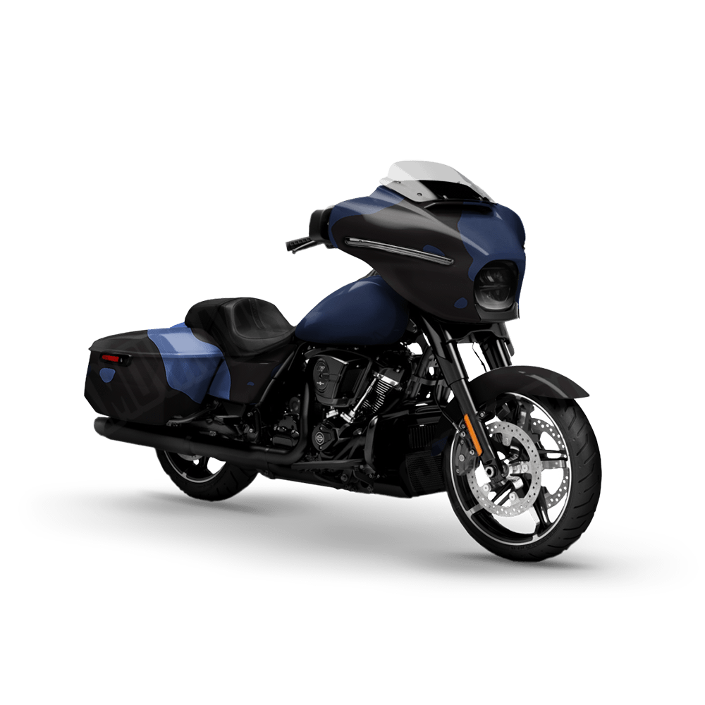 Jumbo Cumulus Blue Midnight Motorcycle Camo Vinyl Wrap