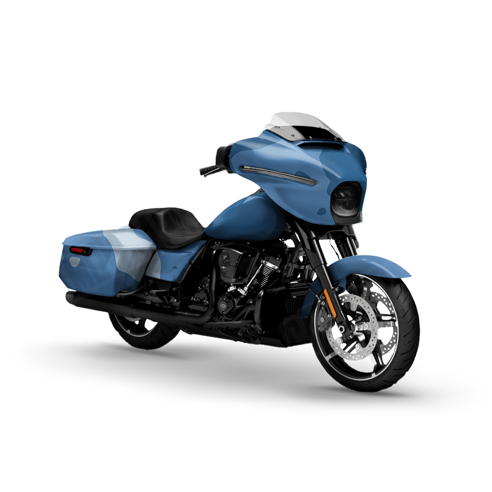 Jumbo Cumulus Cool Blue Motorcycle Camo Vinyl Wrap