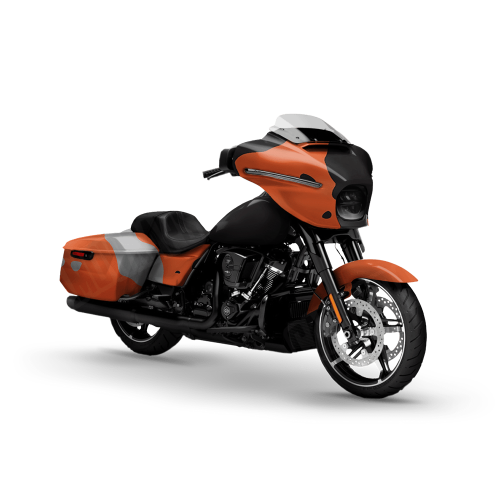 Jumbo Cumulus Orange Tiger Motorcycle Camo Vinyl Wrap